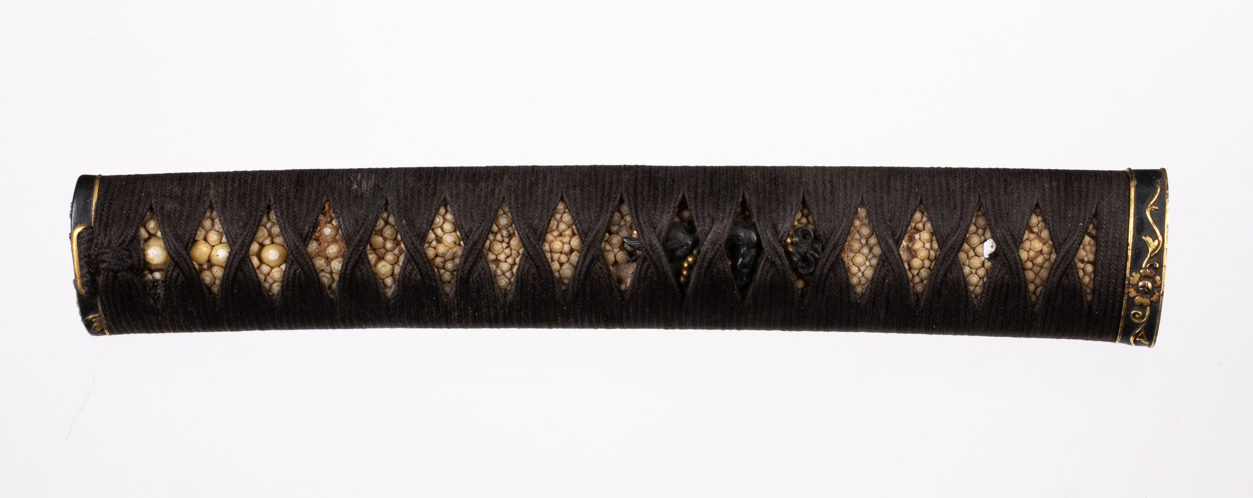 Katana tsuka with flower fuchikashira and squirrel menuki