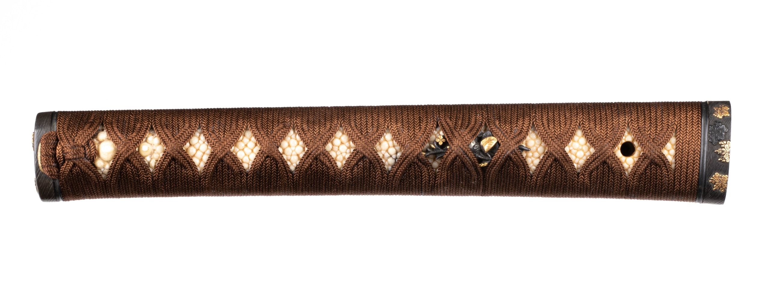 Jabara Ito Katana Tsuka with Kiri Mon Fuchikashira 25 cm