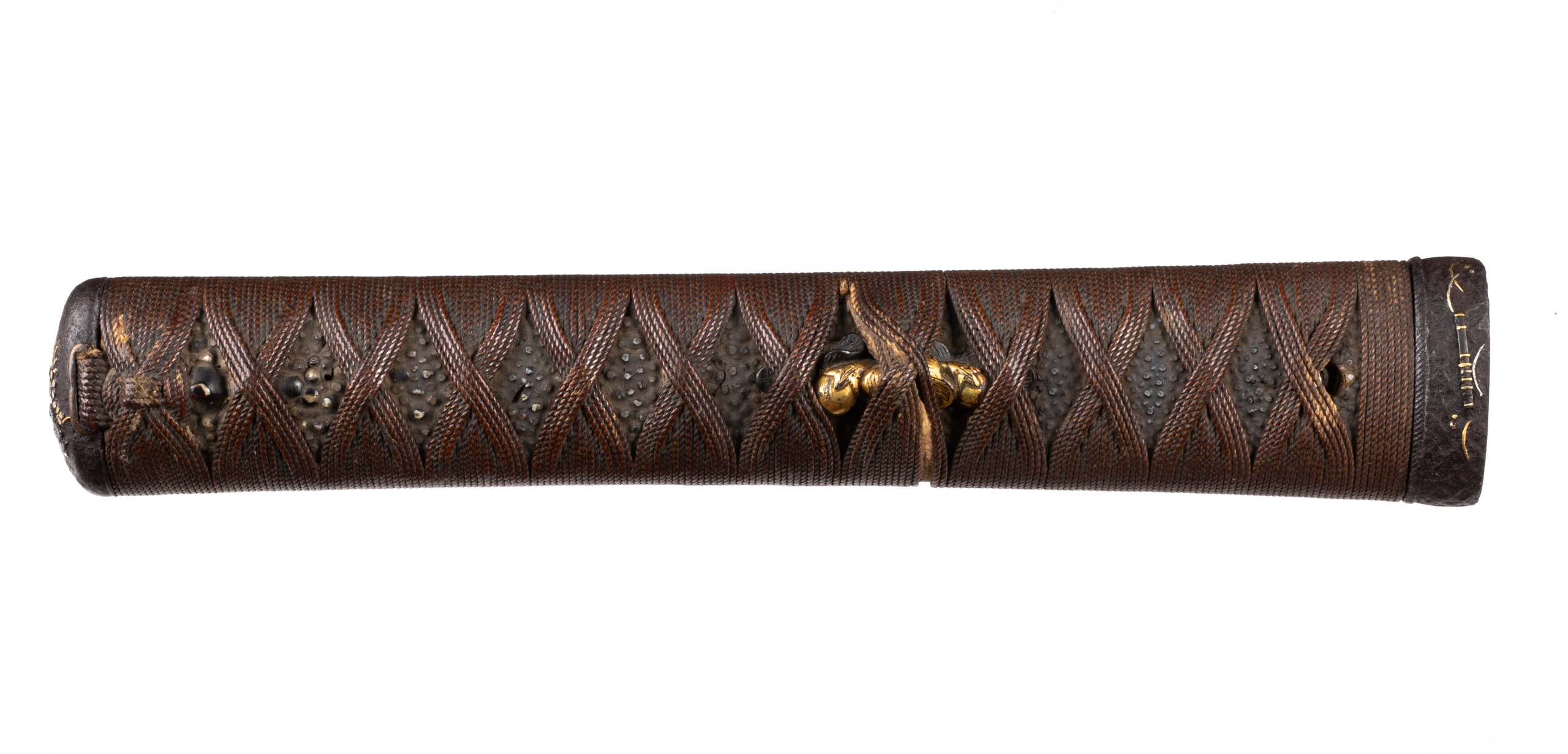 Jabara ito katana tsuka with iron fuchikashira. autumn flowers and grass