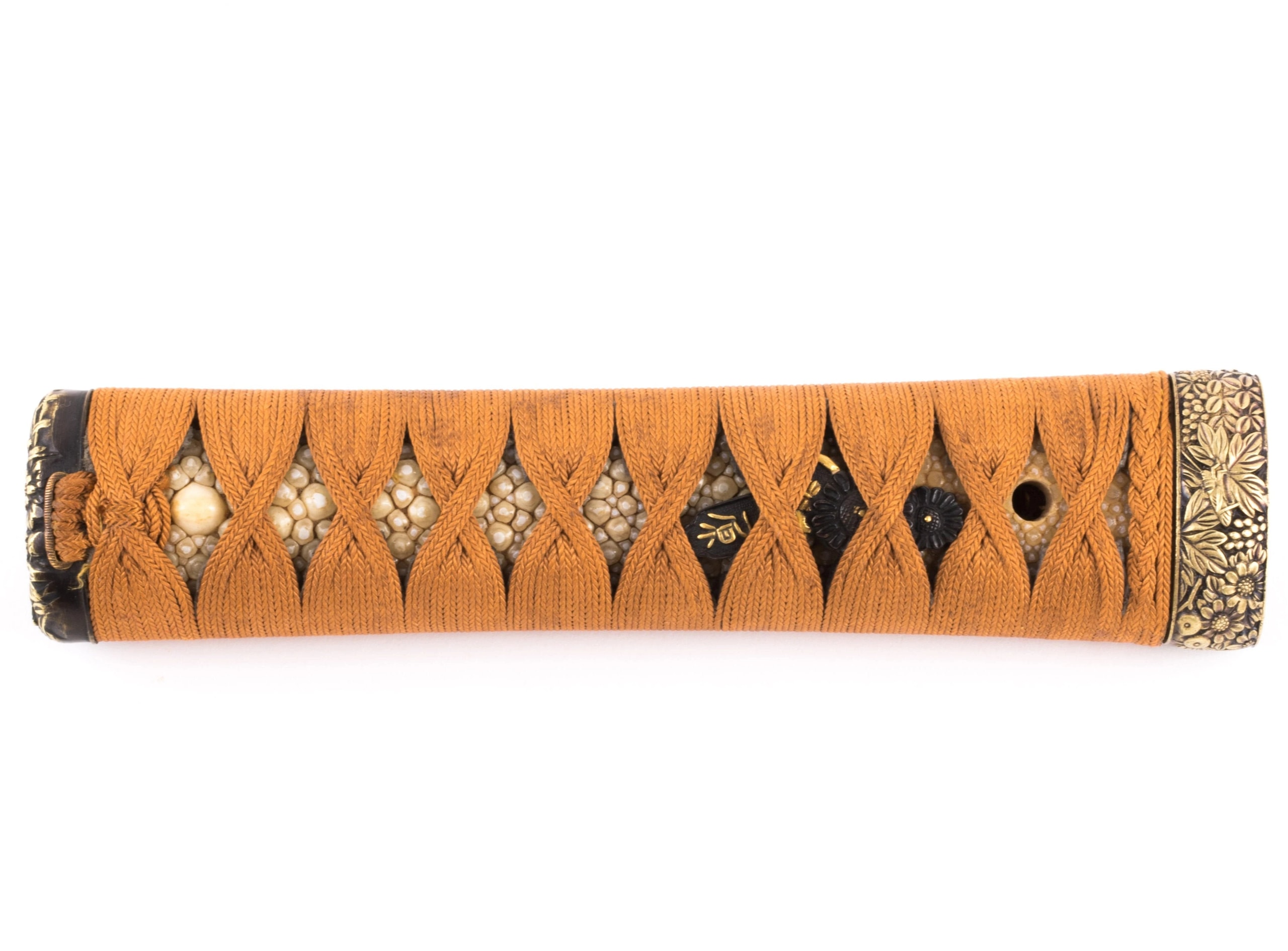 Jabara Ito Wakizashi Tsuka with Brass Fuchigashira 17 cm