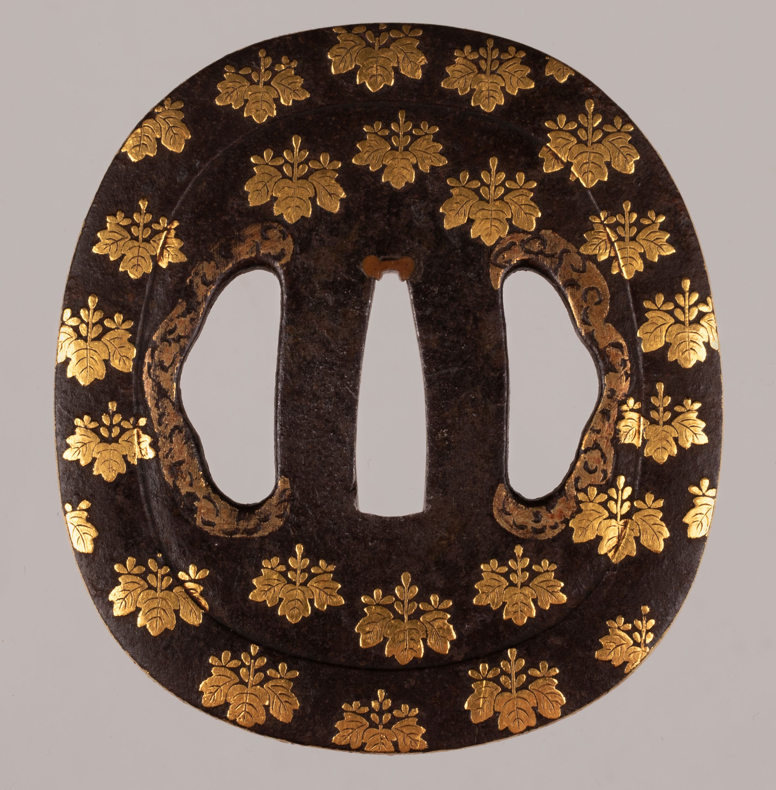 Tsuba - Hozon - by Kumagai School - Iron Kumagai School Tsuba with NBTHK Hozon Tosogu