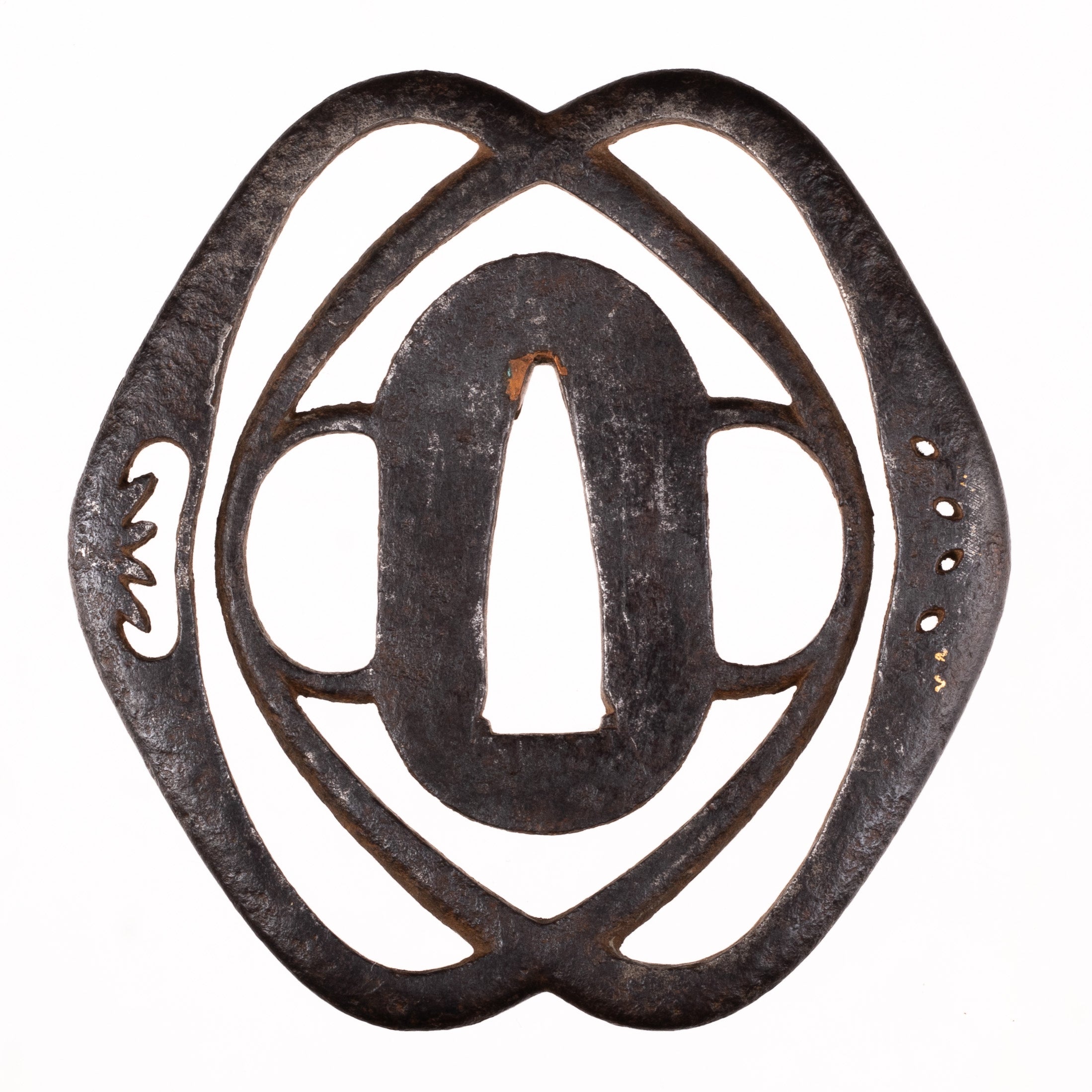 Iron sukashi tsuba after Hayashi Kai-awase game shells