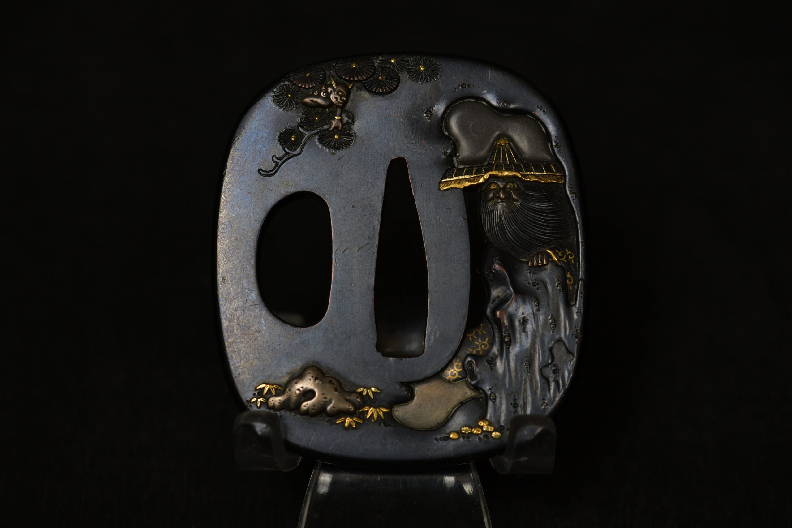 Shakudo Kakugata Shoki Tsuba