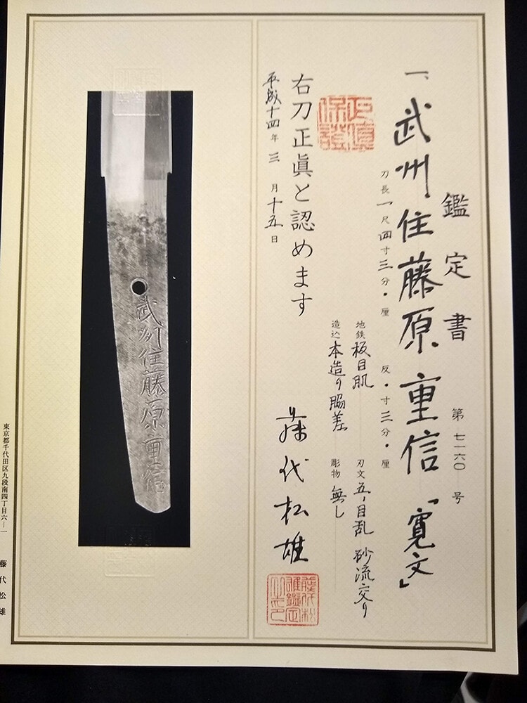 Shitahara Shigenobu wakizashi