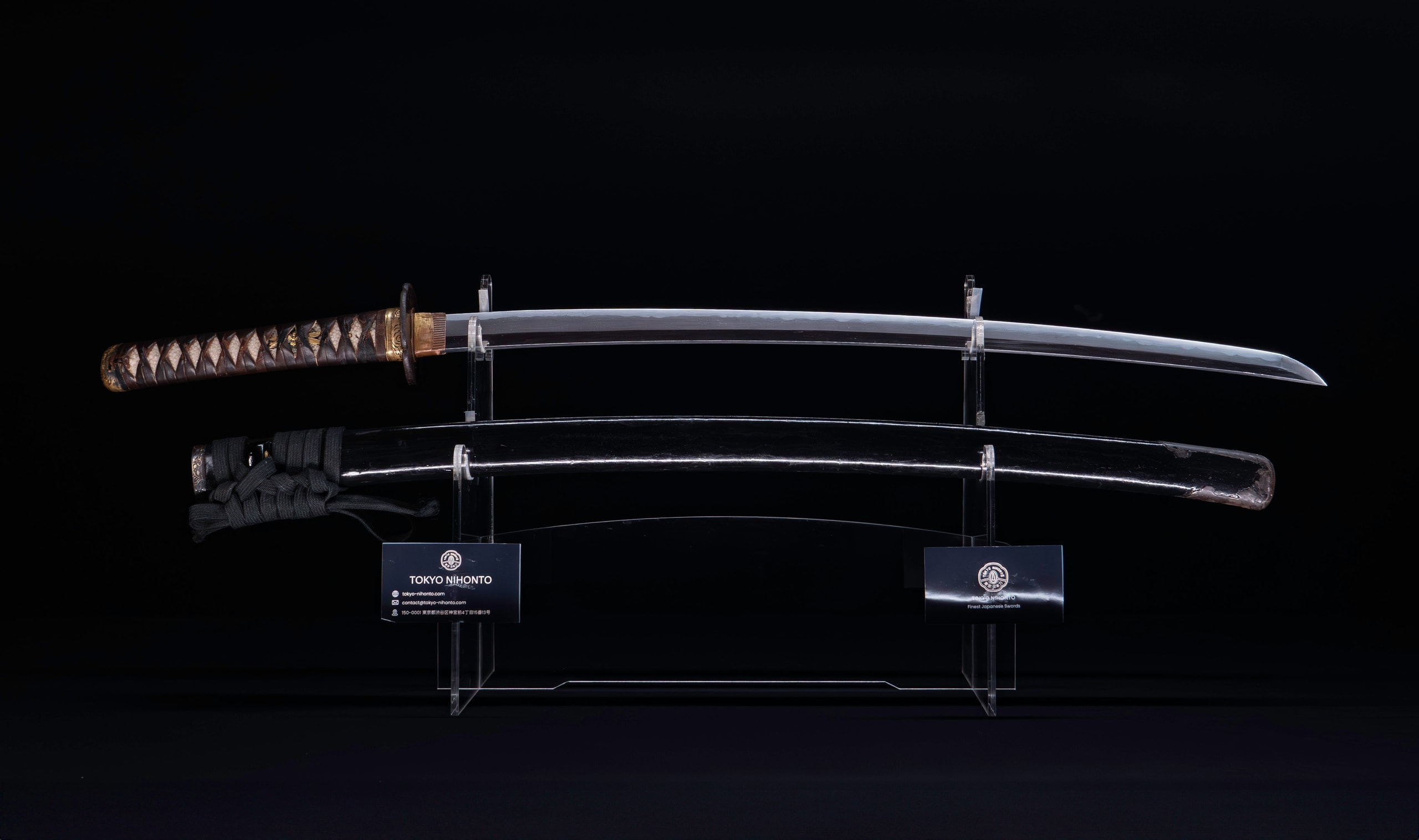 Antique Japanese Katana Sword with Tombo Dragonfly Menuki & Sansui Landscape Tsuba