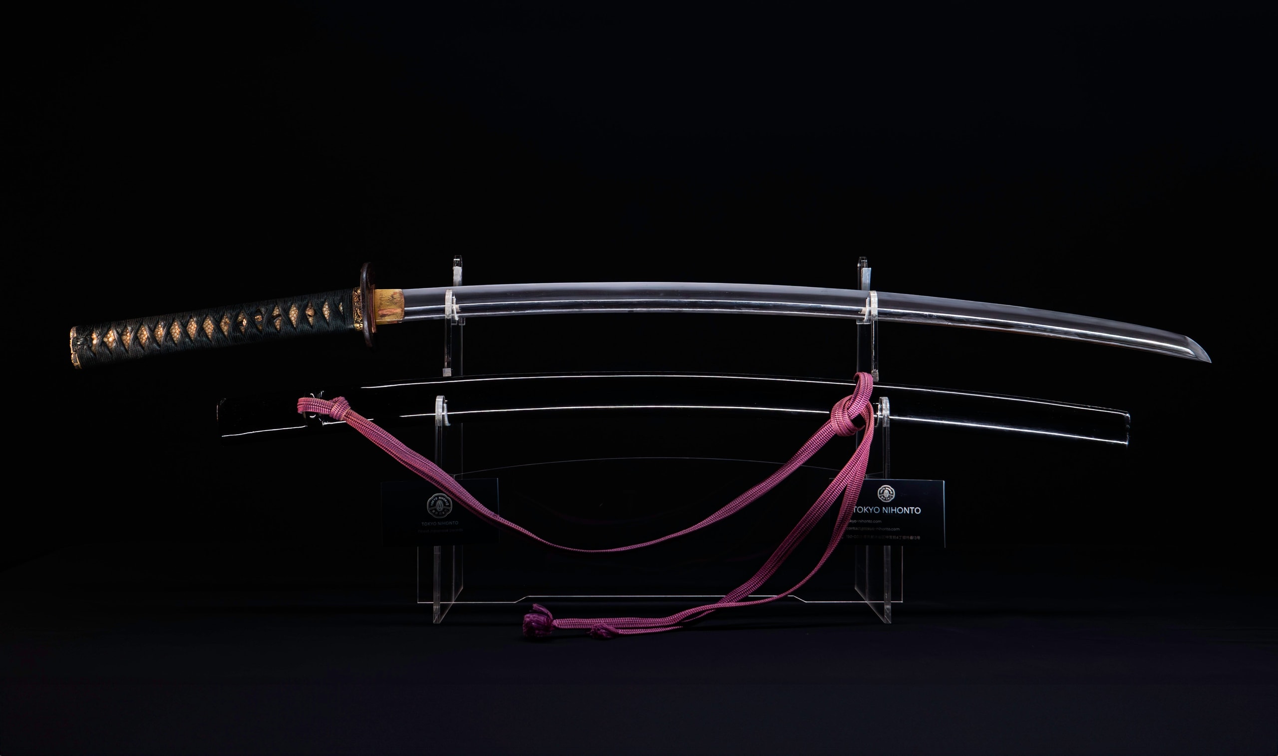 Antique Japanese Katana with Seated Sages Iron Tsuba and Suguha Hamon, Mumei, Edo Period