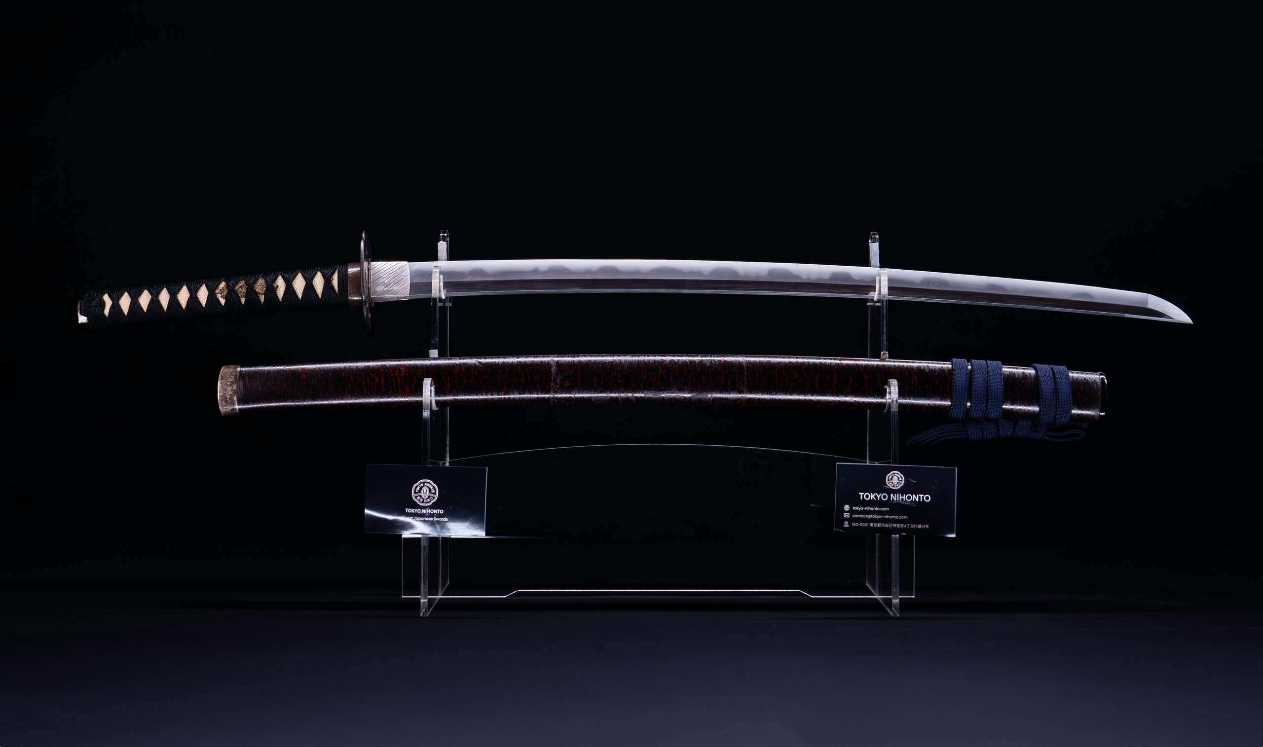 Antique Japanese Katana Sword with Toran Hamon and Cherry-Blossom Iron Tsuba — Osaka Shintō