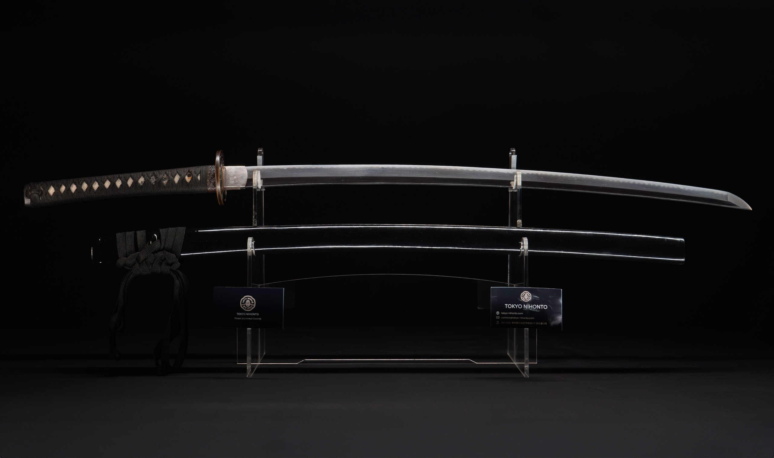 Antique Japanese Katana Sword with Ubu Nakago, Hoso-Suguha Hamon and Genji Wheel Iron Tsuba
