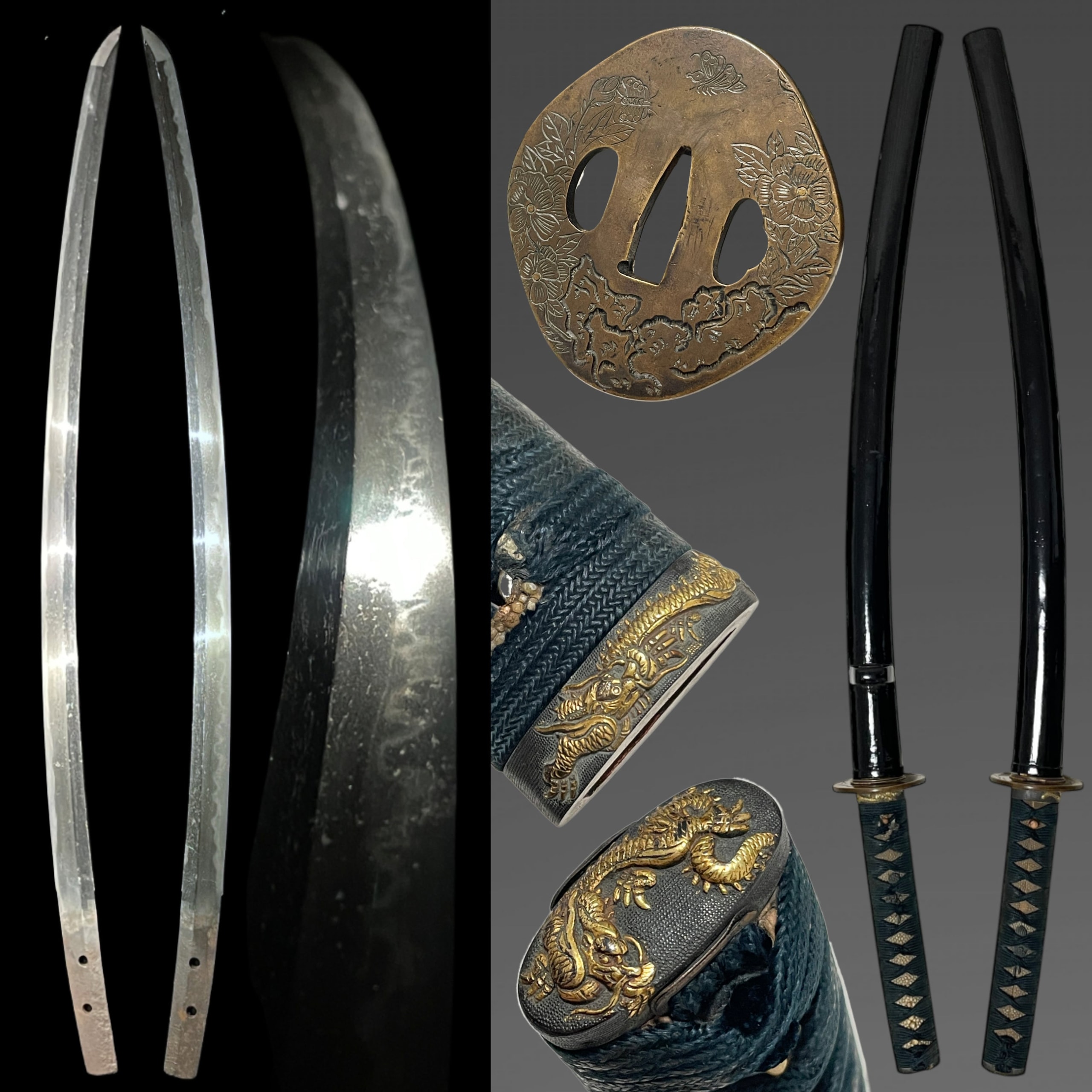 Dragon Fuchikashira Bishuosa 1470s 備州長 文明二年 signed Long Wakizashi Brass Tsuba