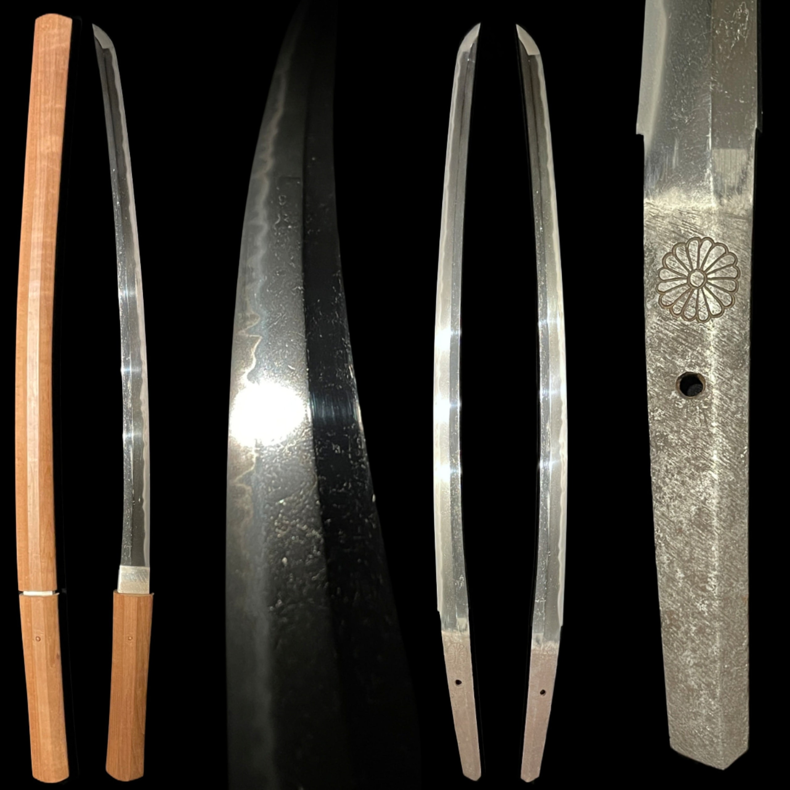 Kikumon 菊紋 Chrysanthemum Crest Long Wakizashi Wide and Thick Blade Edo Period