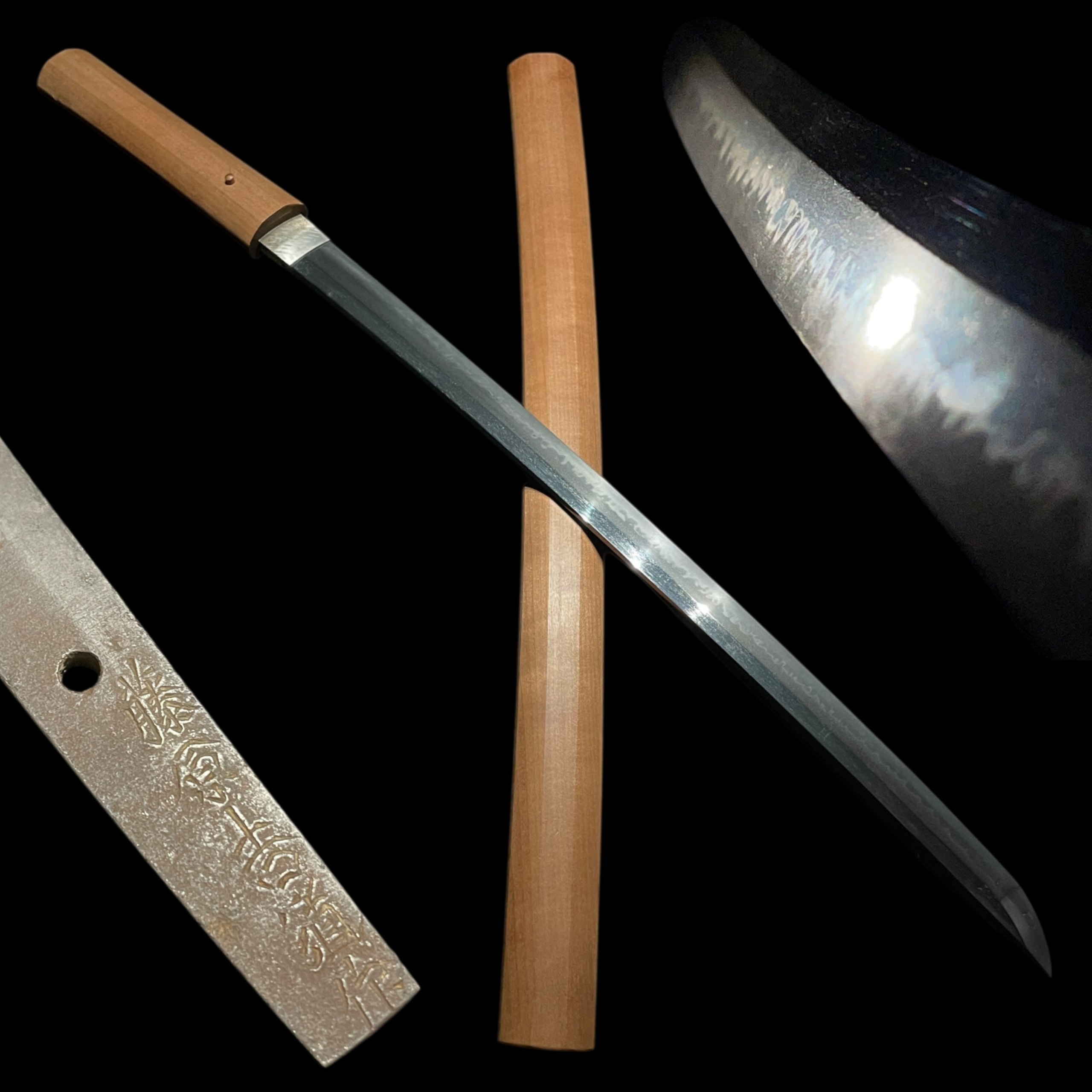 Amazing Hamon, Fujiwara Yoshimichi 藤原吉道 signed Long WAKIZASHI, Edo period