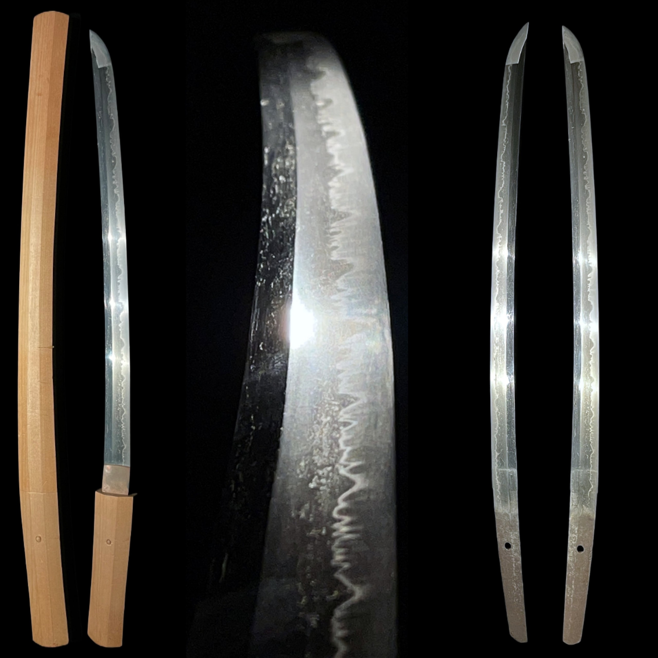 Amazing Hamon Short Wakizashi in Shirasaya Edo Period Mumei