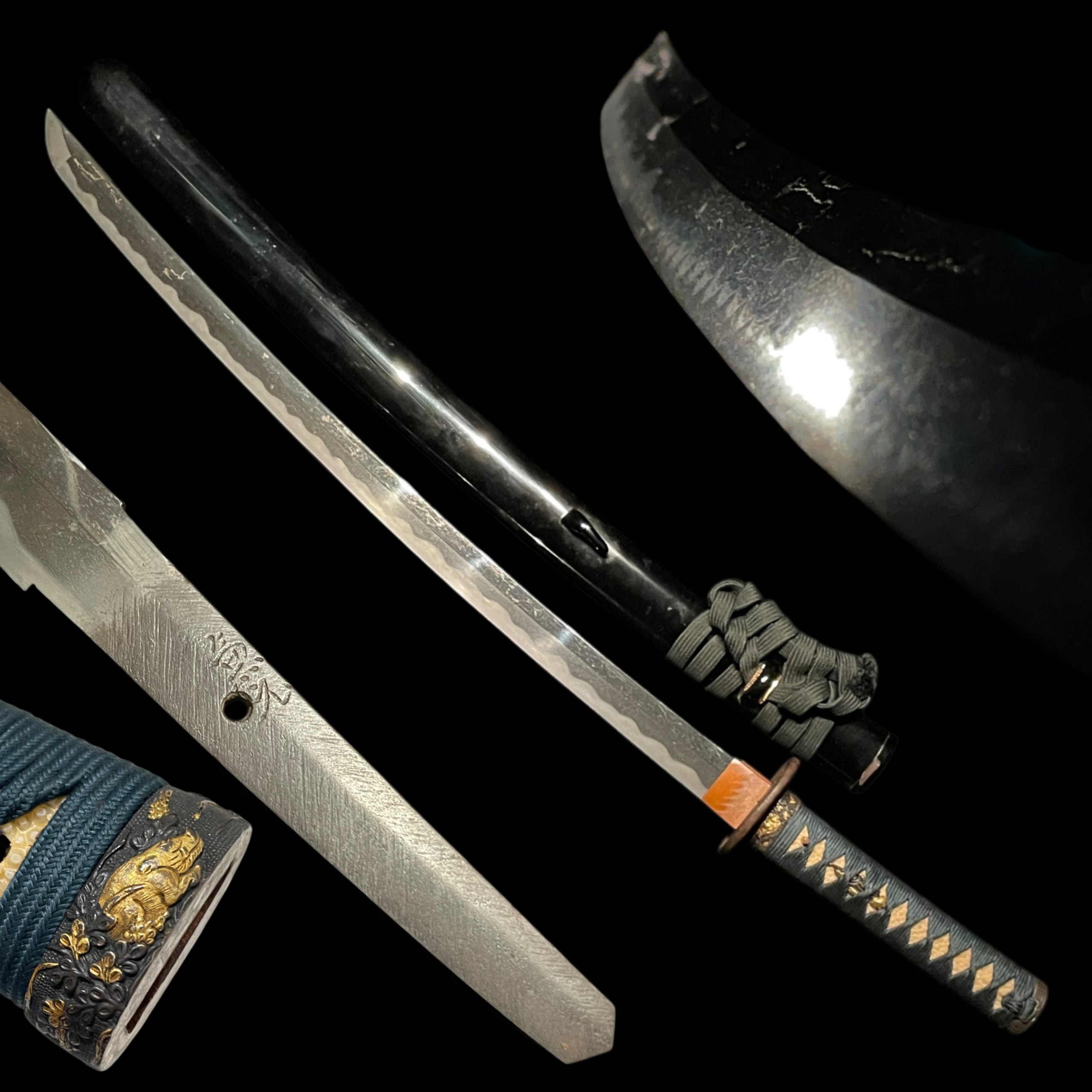 Kanemoto 兼元 signed Long WAKIZASHI, Boar Fuchikashira, Edo period