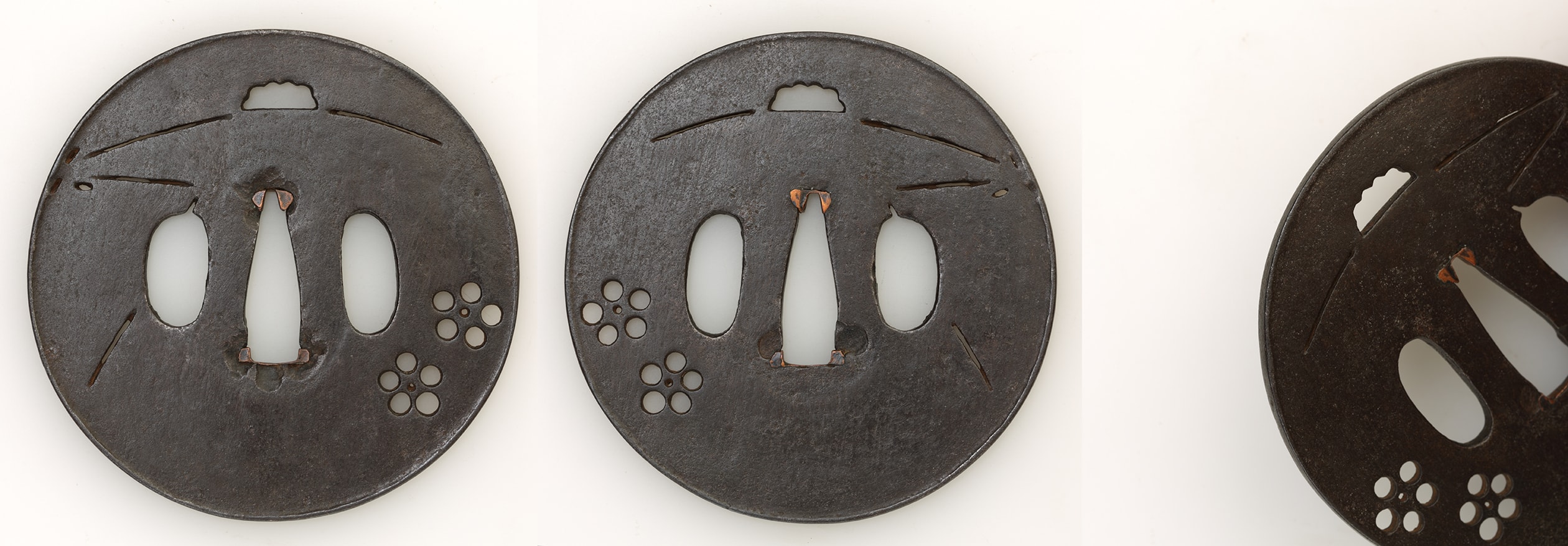 Tsuba - Pine Needle and Plum Blossom Sukashi, Mumei (Katchushi)