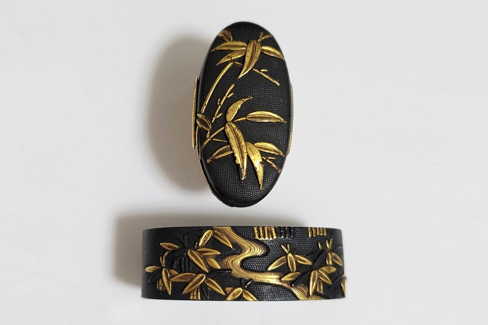 Fuchi-Kashira - Fuchi Kashira: Bamboo and Bamboo Grass Design