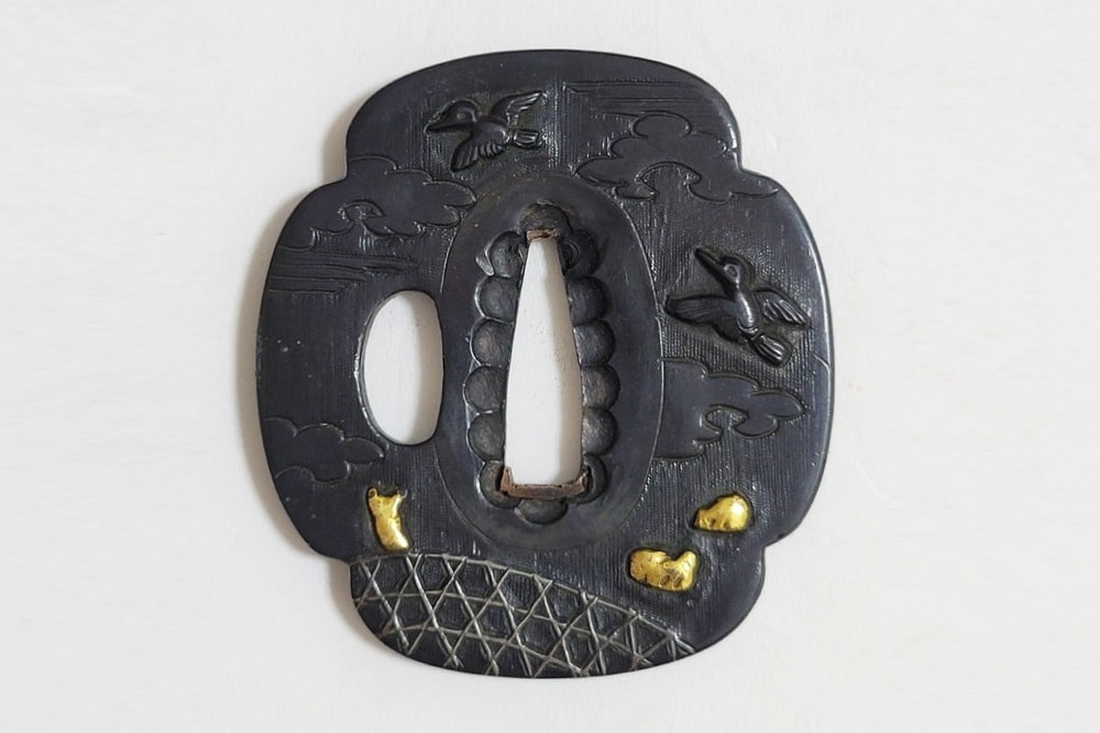 Tsuba - Hozon - Drying Net and Plover Design