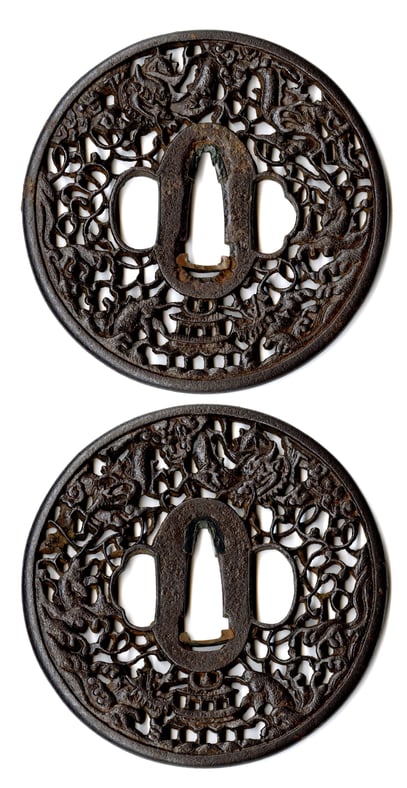 Tsuba - Hozon - Unsigned Nanban (Ryugu Castle Design)