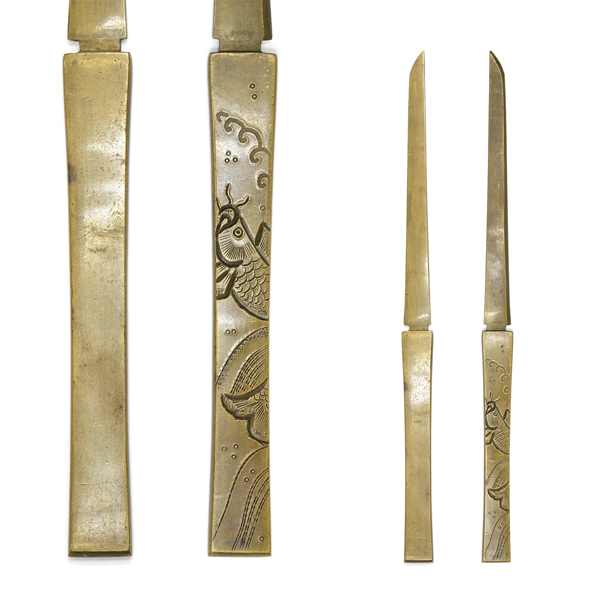 Kozuka - Kozuka with Carp Climbing Waterfall Design, Mumei - 16-210