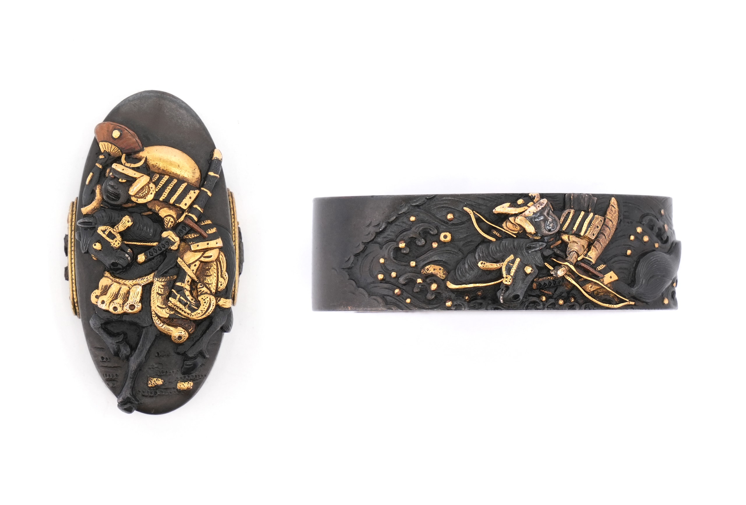 Fuchi-Kashira - Hozon - Fuchi-Kashira: Atsumori Kumagai Design, Mumei (Mito)