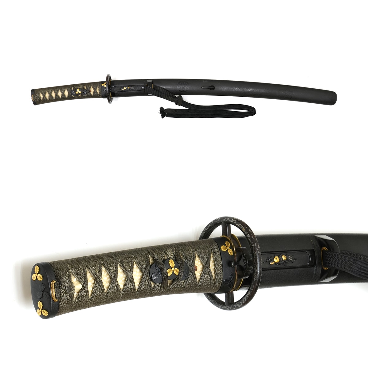 黒石目塗鞘脇指拵 -Black Ishime-lacquered Saya Wakizashi Koshirae- 18-039