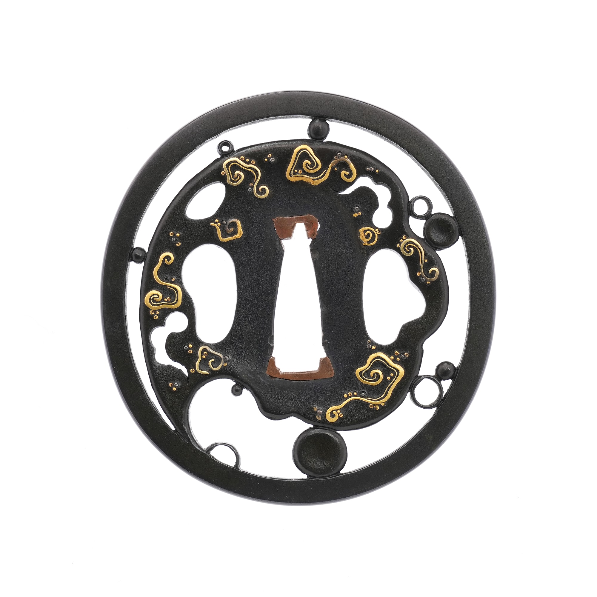 Tsuba - Hozon - by Akita-Shoami School - Water Ripple and Flowing Water Design, Mumei (Akita Shoami)