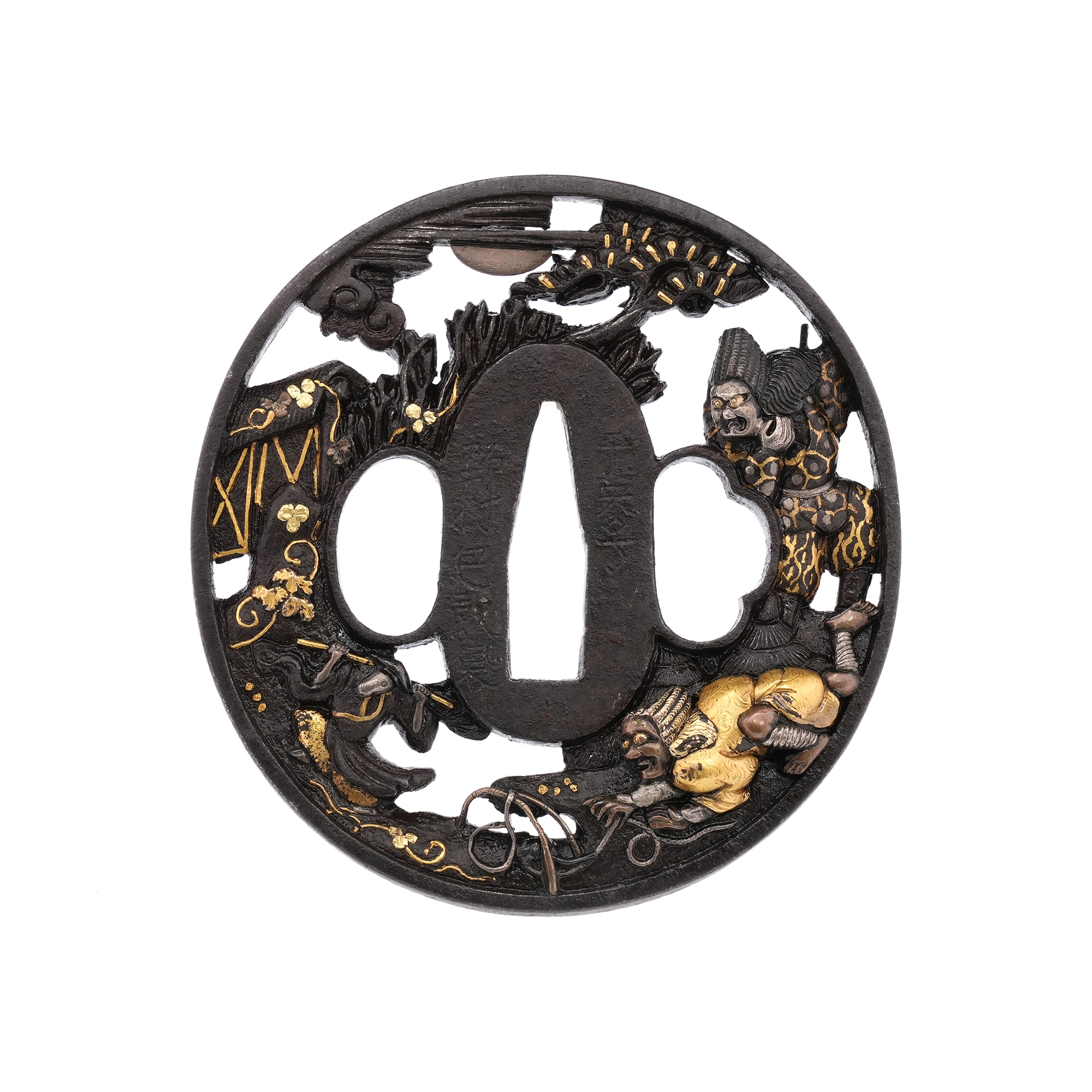Tsuba - Tokuho - by Hikone Kanenori - Tsurigitsune Sukashi Tsuba by Kaneishi Nomura Kanetsune, Goshu Hikone Ju