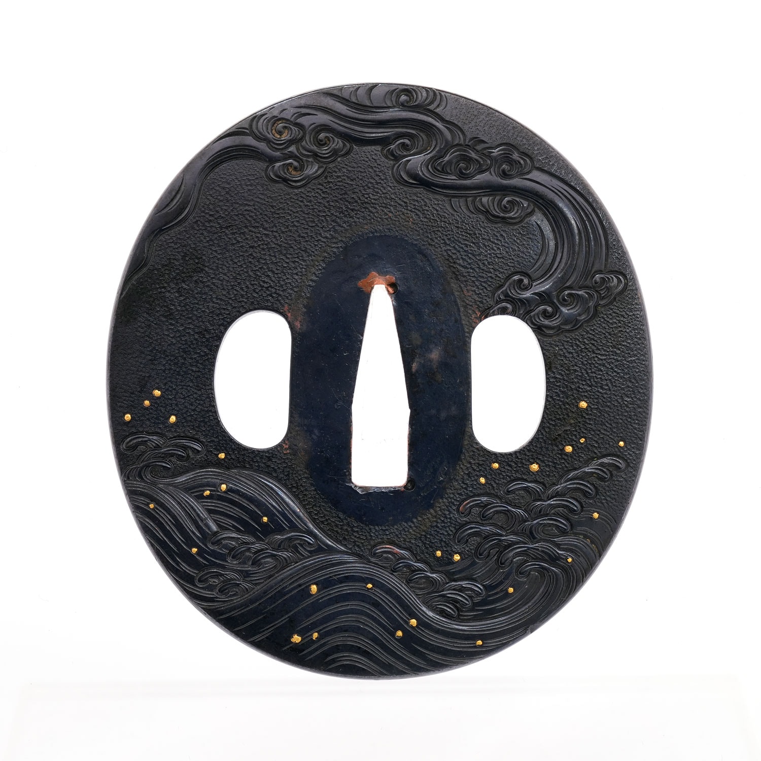 Tsuba - Tokuho - by Chishiki School - Tsuba with Wave Design, Mumei (Chishiki-ha)