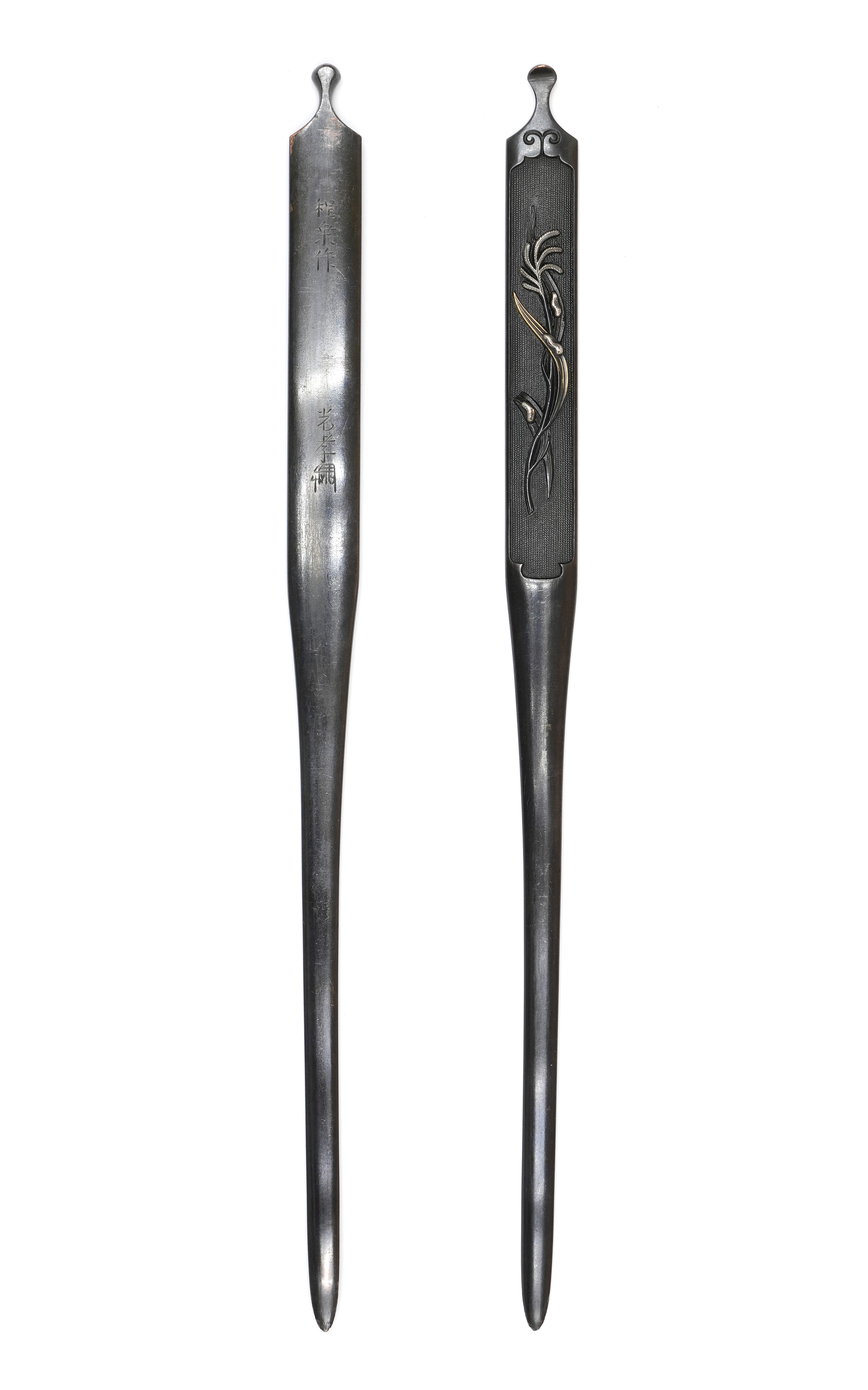 Kogai - by Teijo Mitsutaka - Kozuka and Kogai with Snow-covered Susuki Design by Teijo Mitsutaka (Kao)