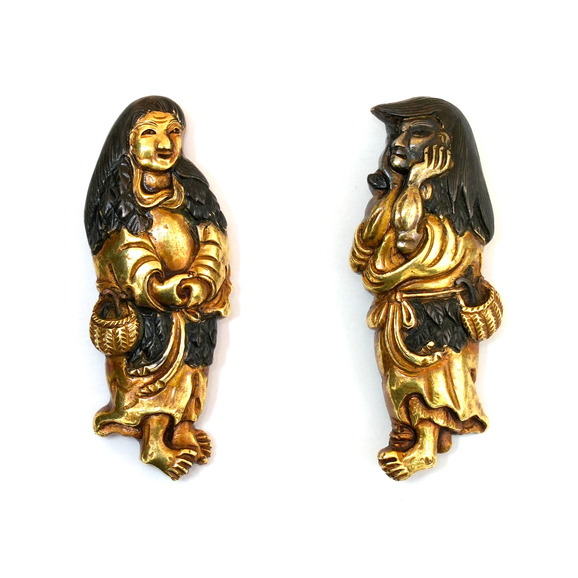 Menuki - Hozon - Menuki with Two Immortals Design, Mumei (Kyokinko) - 13-256