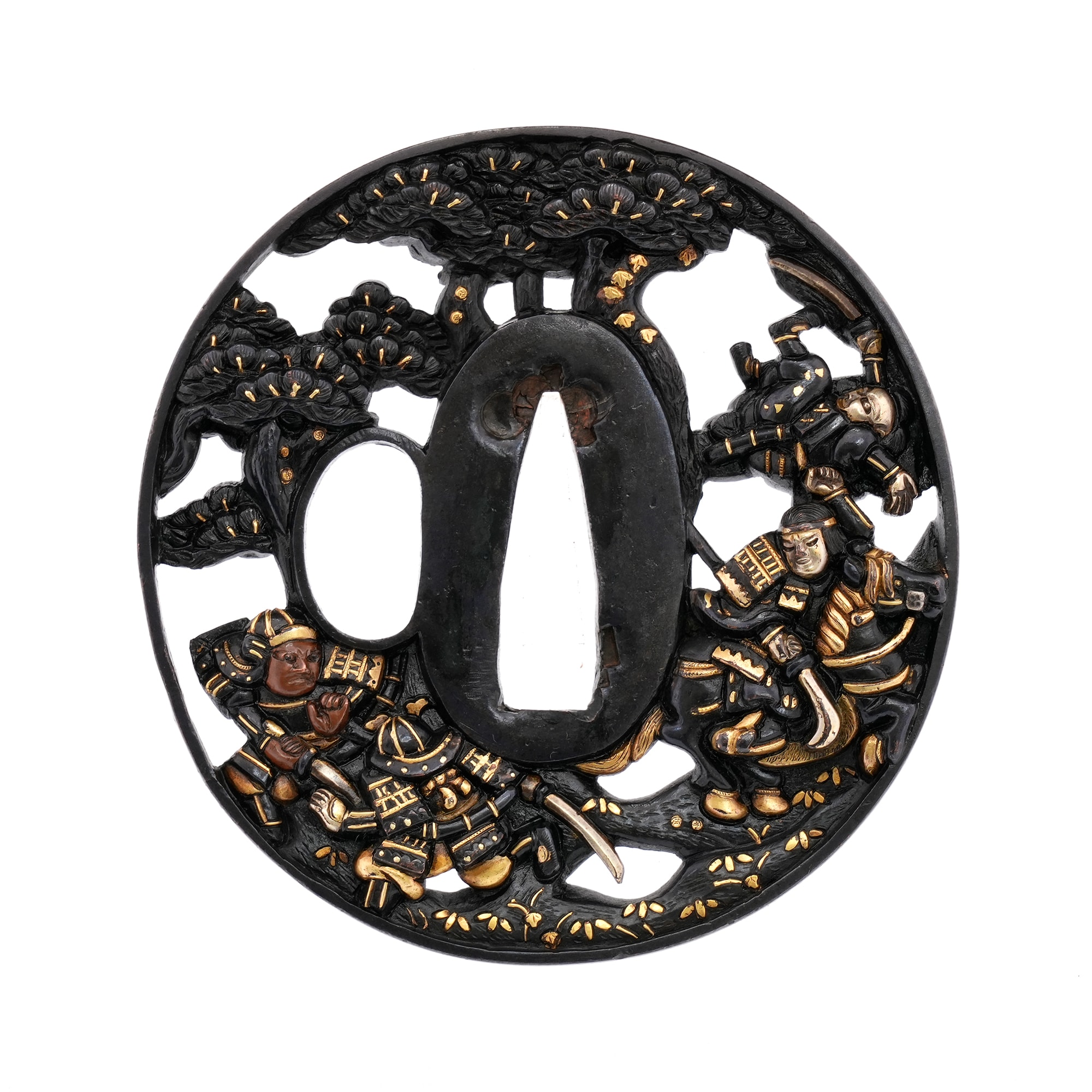 Tsuba - Hozon - Tomoe Gozen Fierce Battle Sukashi Tsuba - Mumei (Mito)