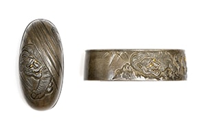 Fuchi-Kashira - Hozon - Fuchi-Kashira: Tiger Design, Mumei (Mito)
