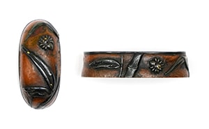 Fuchi-Kashira - Hozon - 笹に蜘蛛図 無銘(仙台)Mumei(Sendai) 14-106