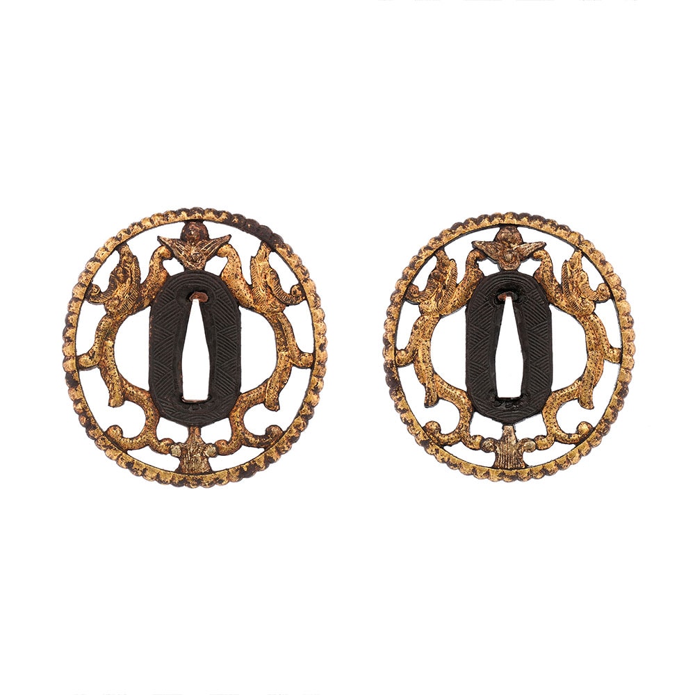 Tsuba - Dragon Design Openwork Daisho Tsuba Mumei (Nanban)