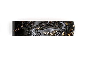 Fuchi-Kashira - by Hojo - Fuchi-Kashira: Pine Tree Design by Hojo
