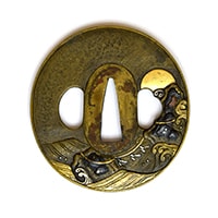 Tsuba - Hozon - by Mito School - Mumei (Mito) - Sunrise over Meoto Iwa Rocks