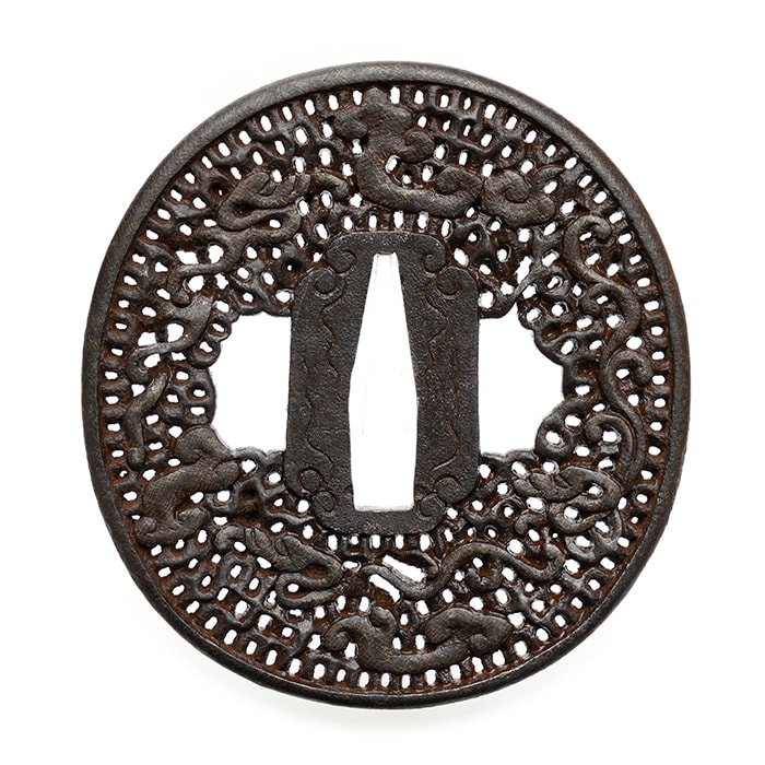 Tsuba - Cloud and Rain Dragon Openwork, Mumei (Nanban) 12-1280
