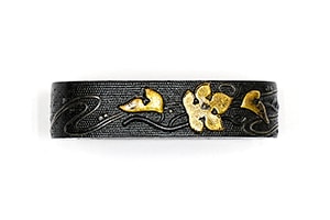 Fuchi-Kashira - by Hachi - Fuchi-Kashira: Leaves and Stream Design, Hachi (Kao)