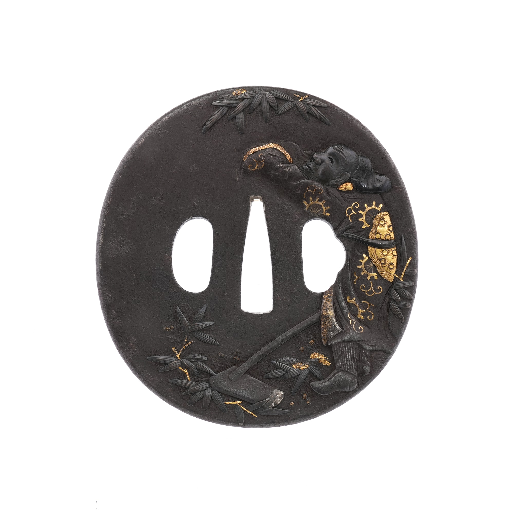 Tsuba - Hozon - by Mito School - Tsuba with Meng Zong Design, Mumei (Mito)