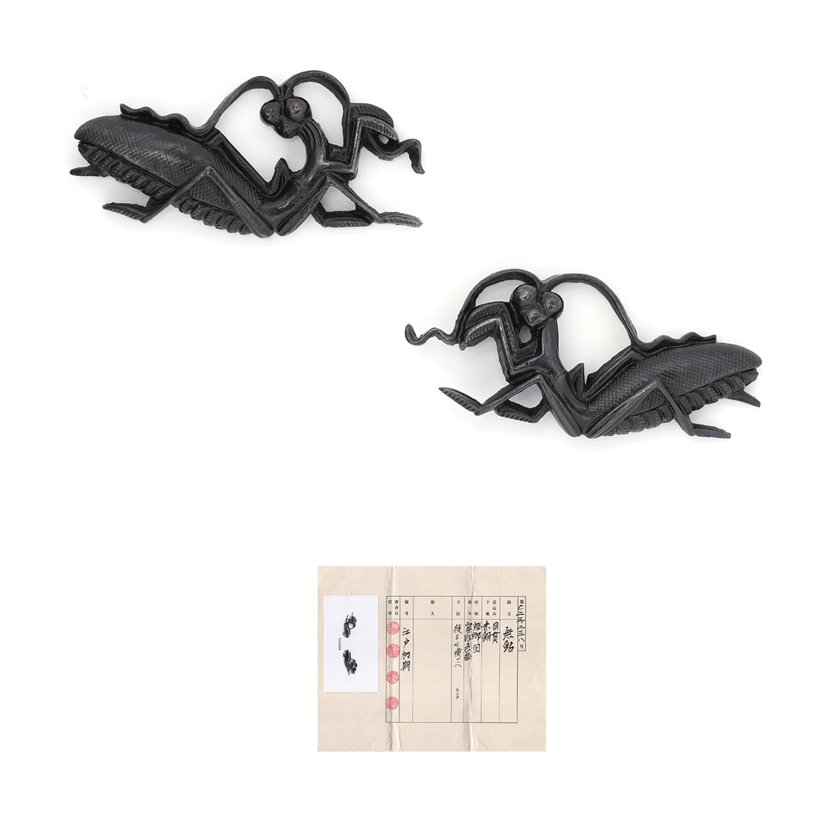 蟷螂図目貫 無銘(美濃) -Mumei (Mino)- 13-265