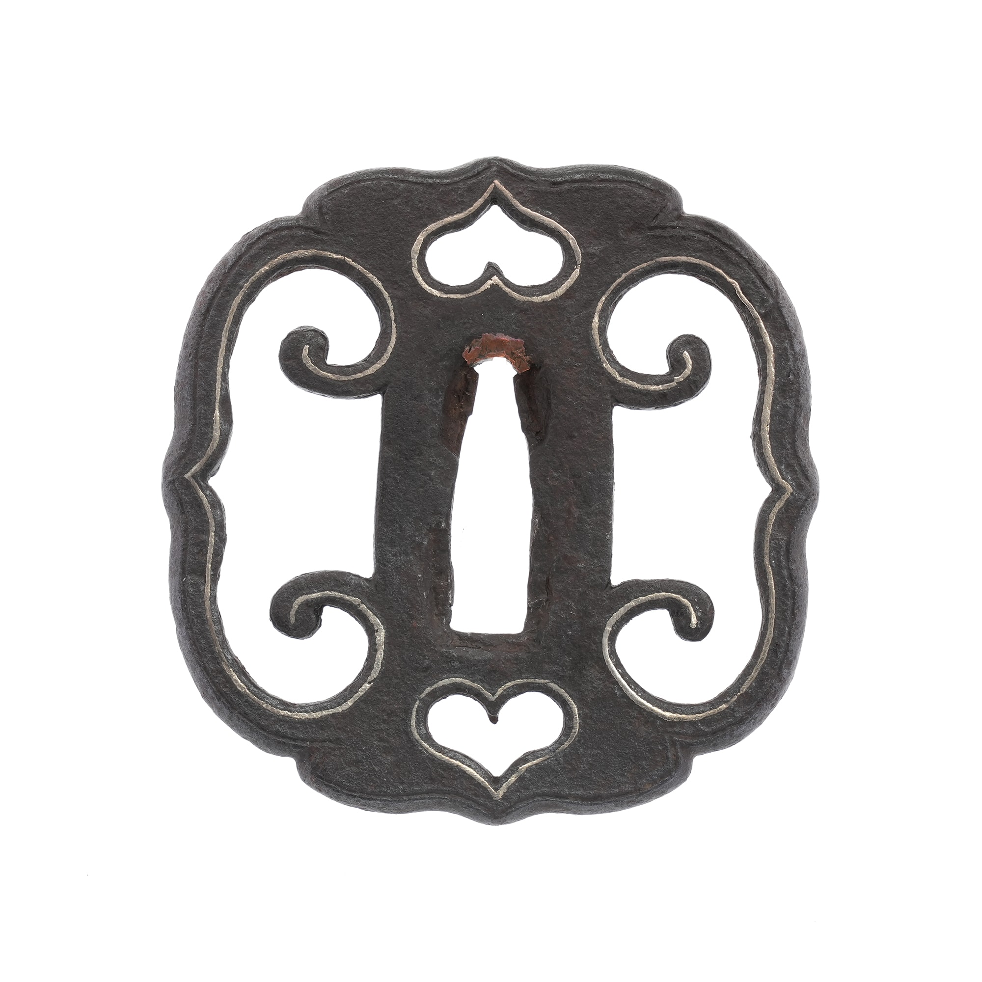 Tsuba - Hozon - Inome Warabite Sukashi Tsuba - Mumei (Hizen)