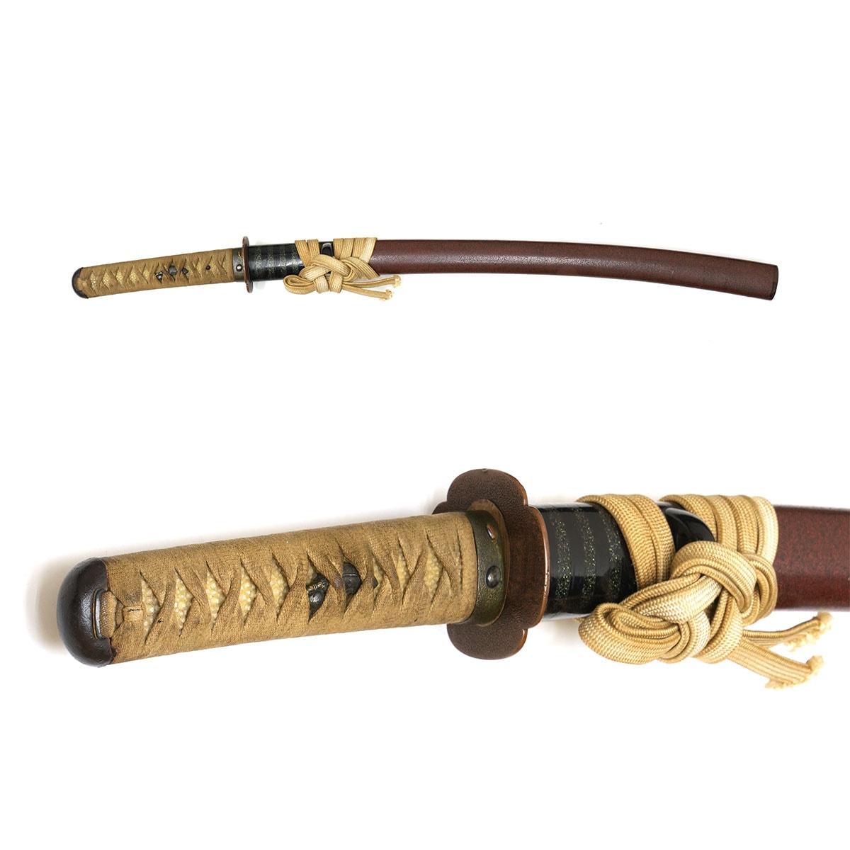 腰青貝散篠塗茶石地塗鞘稚児打刀拵 -Chigo Uchigatana Koshirae with Koshi Aogai Chirashi Sasa-nuri and Cha-ishiji-nuri Saya- 18-037