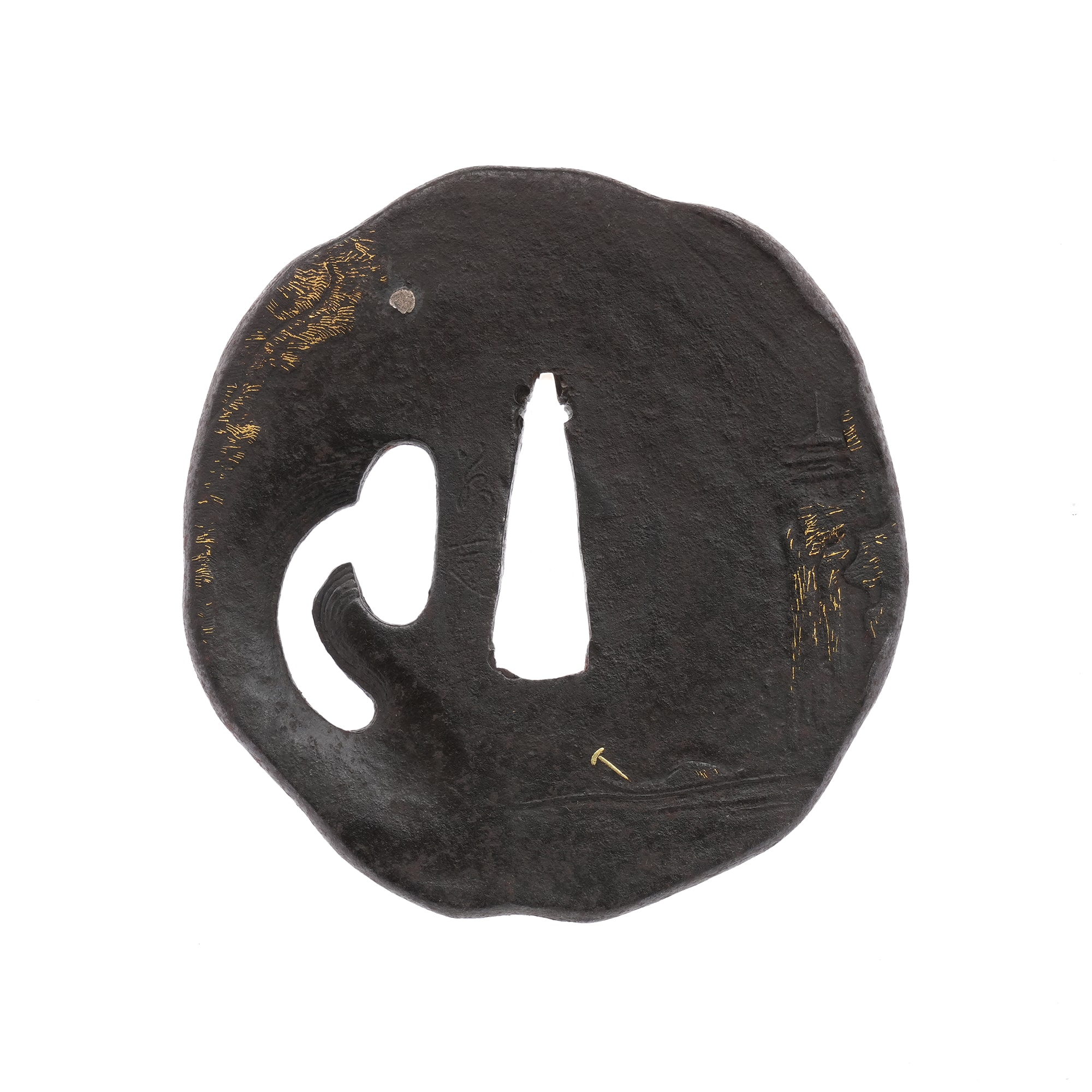 Tsuba - Tokubetsu Kichō - by Jakushi - Pagoda and Mountain Landscape Design by Jakushi
