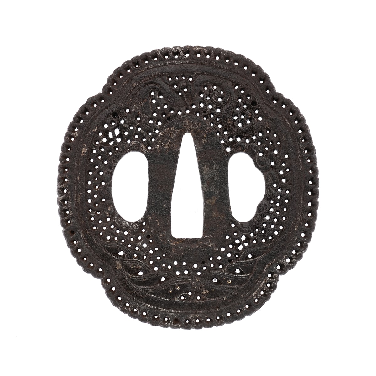 Tsuba - Wave and Dragon Design, Mumei (Nanban)