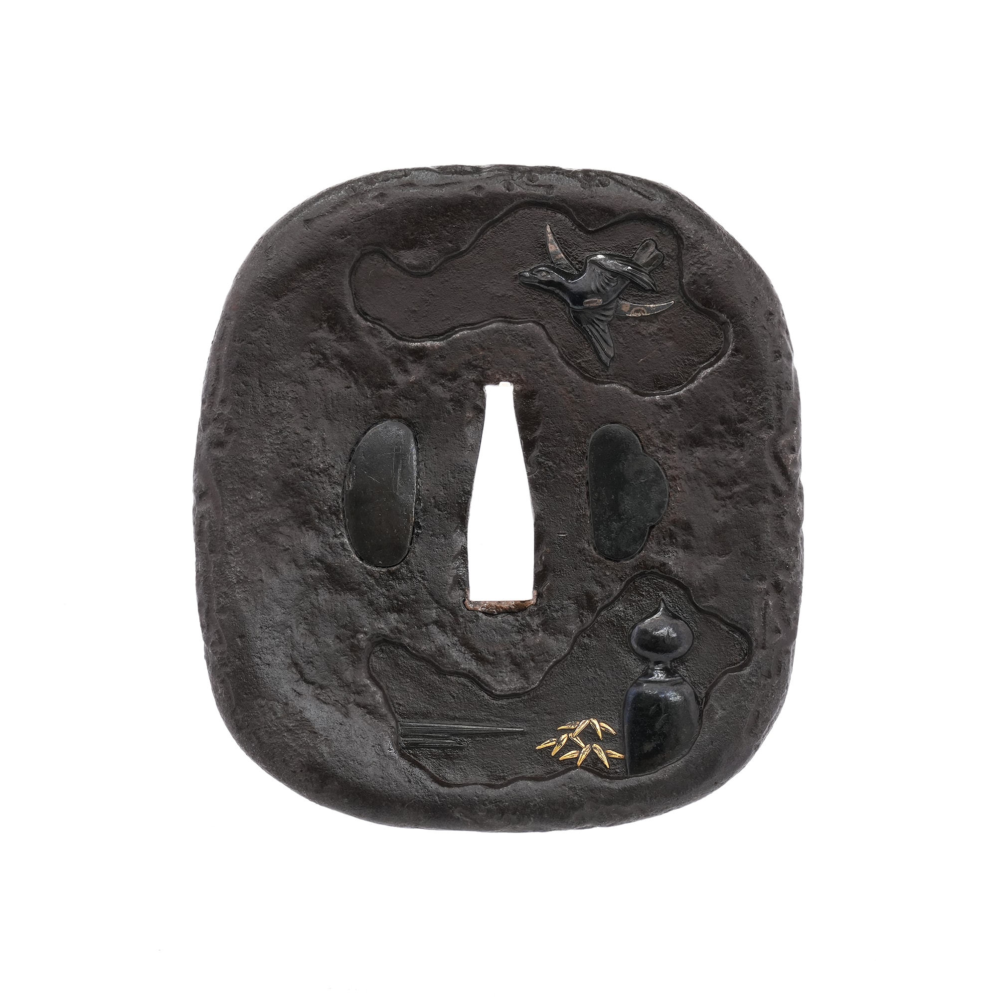 Tsuba - Hozon - Nihonbashi Hototogisu Zu Tsuba - Mumei (Aizu Shoami)