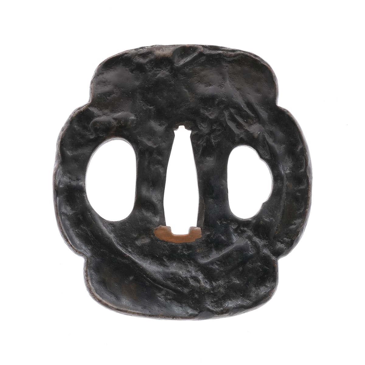 Tsuba - Mokko-shaped Black Lacquered Tsuba - Mumei - 12-1687