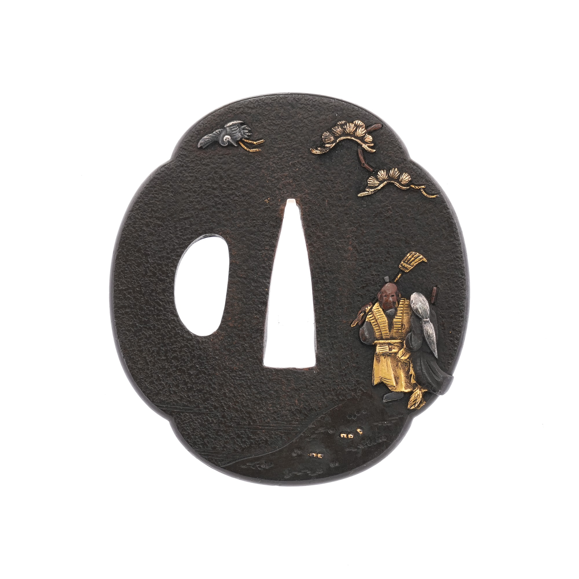 Tsuba - Hozon - 作 水戸派 - 高砂図鐔 無銘(水戸) -Mumei (Mito)- 12-1767