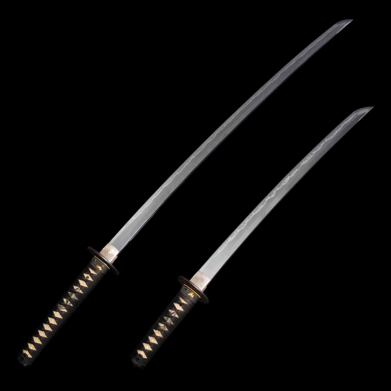 Katana/Wakizashi Daisho Set - Toshizane - NBTHK Tokubetsu Hozon Certificate - Uchigatana/Shirasaya Koshirae - Ubu Nakago - Shinshinto Era - Nagano 90508/90509