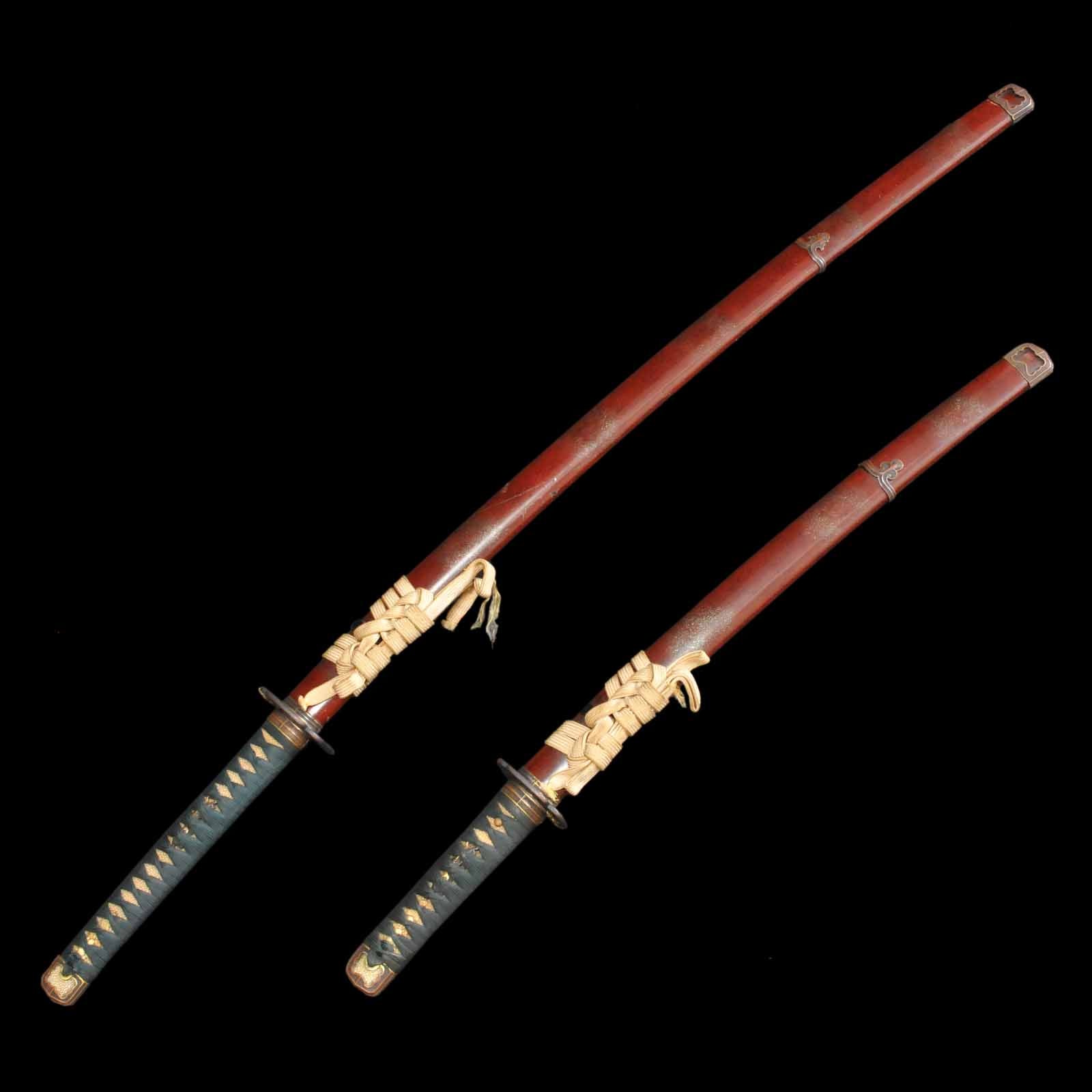 Katana/Wakizashi Daisho Set - Kaneyoshi - NBTHK Tokubetsu Hozon Certificate - Uchigatana/Shirasaya Koshirae - Ubu Nakago - Shinshinto Era - Osaka 74791/74792