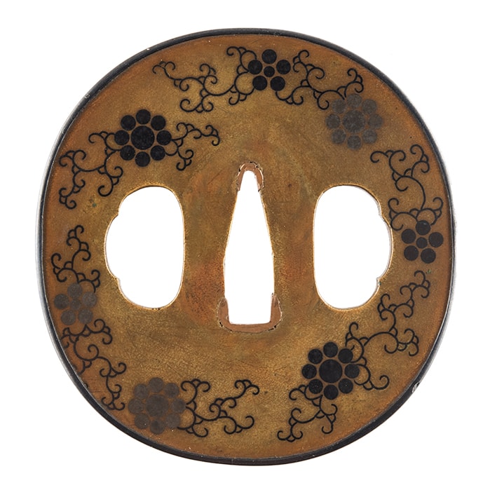 Kaga Zogan Tsuba with Hosokawa and Toda Mutsuboshi Mon – NBTHK Hozon