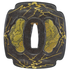 Tsuba - Hozon - Edo-Higo Style with Dried Tree Scatter Design